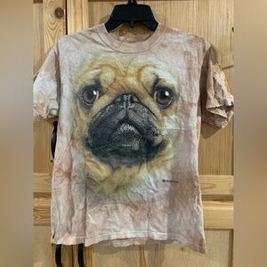 The Mountain Pug Portrait Dog Tee - Tan
